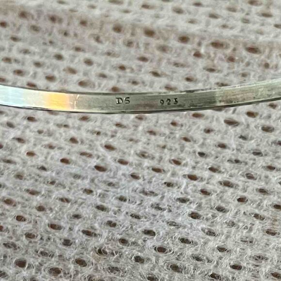 DS Silver Engraved Pattern Unisex Bangle Bracelet 925 - Picture 2 of 4